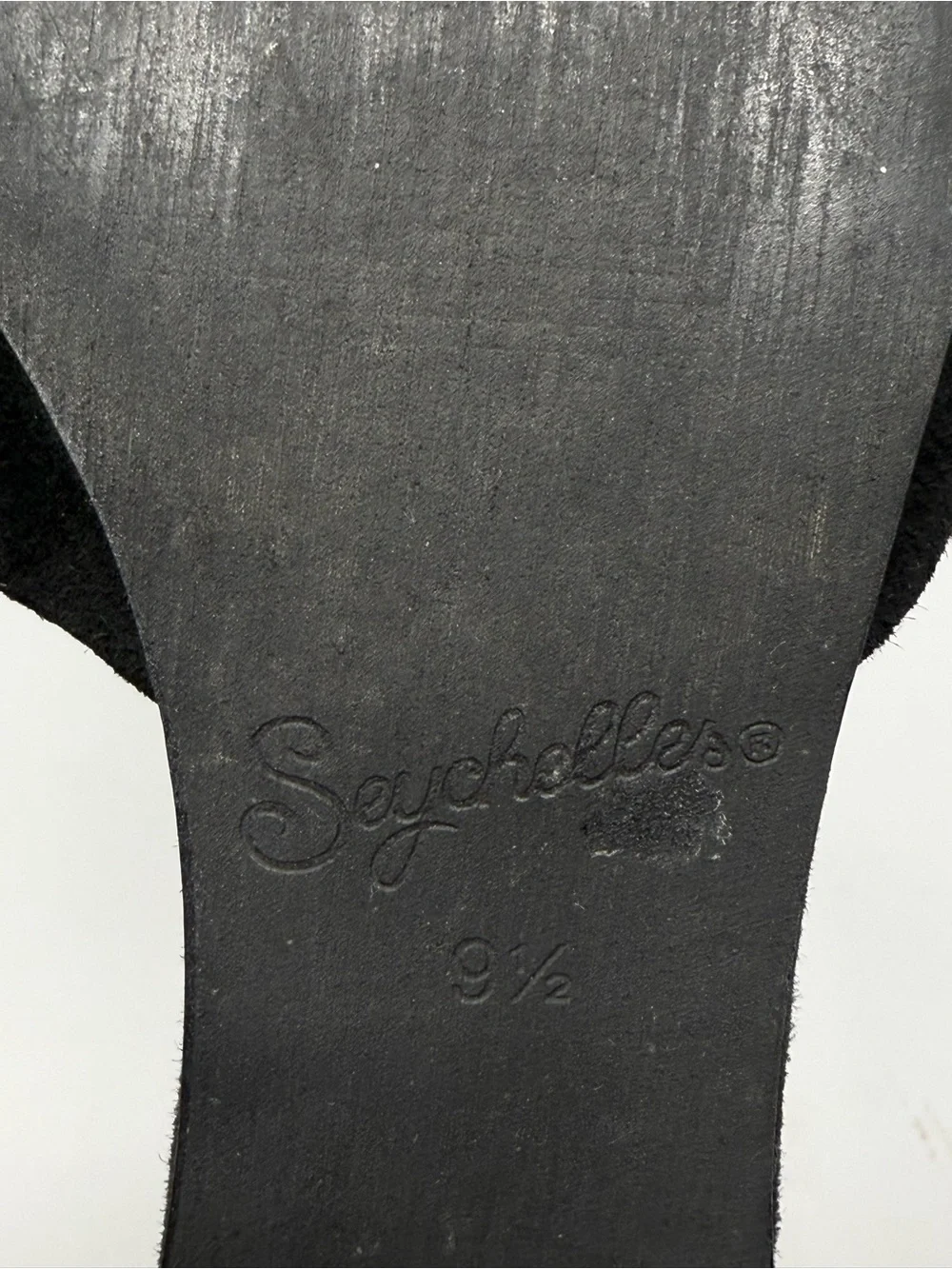 Seychelles Plateau d'Orsay Flats Black Suede Leather 9.5 Ankle Strap Pointy Toe